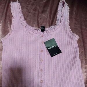 Forever 21 ribbed lilac cropped button tank top